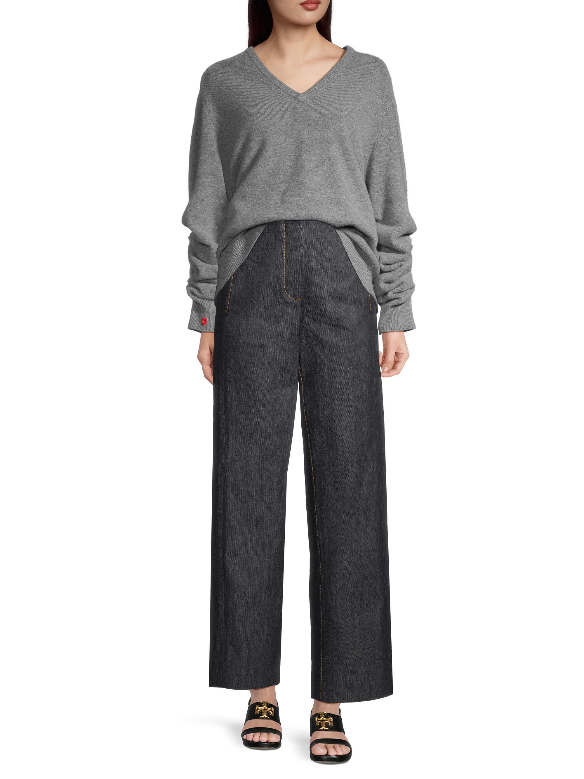 Tory Burch V-Neck Stretch Wool Sweater | Saks Fifth Avenue