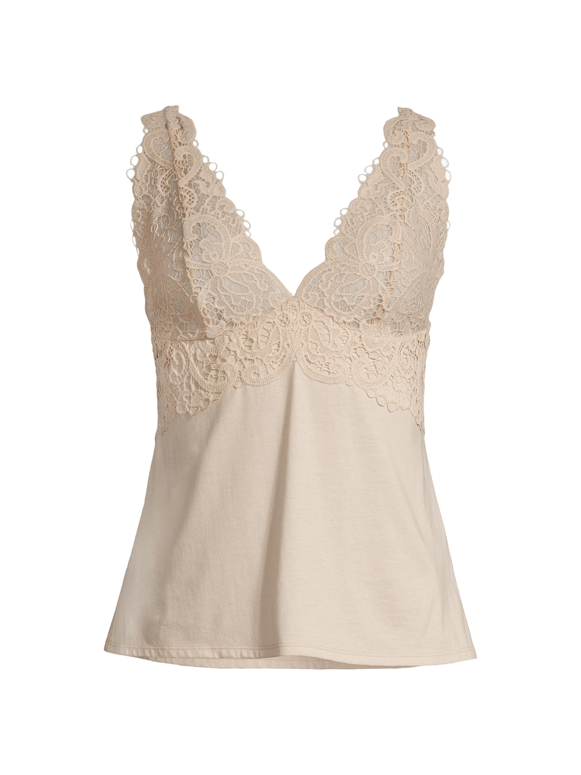 Natori Women's Bliss Harmony Lace-Trimmed Camisole Top - Sand Taupe