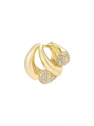 Oera 18K Yellow Gold & 1.17 TCW Diamonds Single Huggie Hoop Earring
