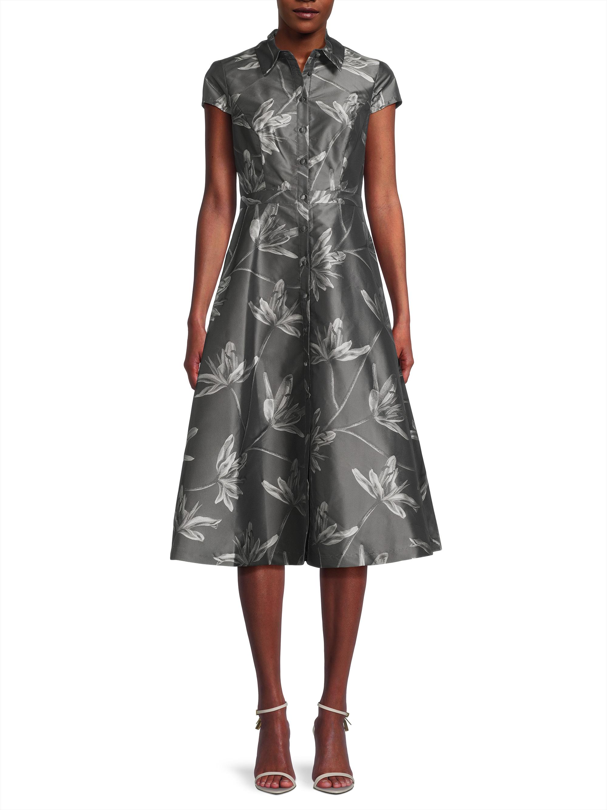 Aidan Mattox Floral Jacquard Midi-Dress | Saks Fifth Avenue