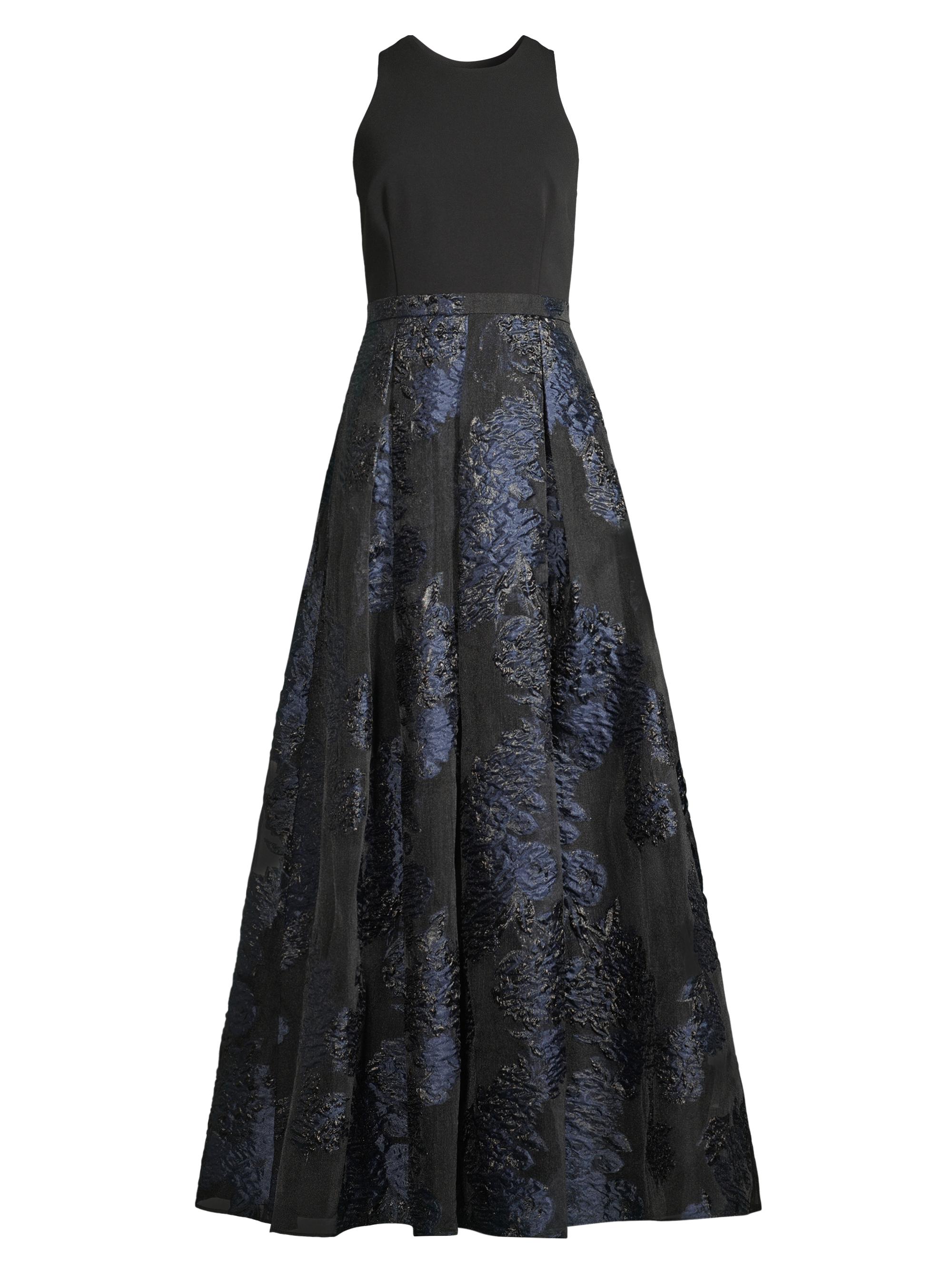 Aidan Mattox Women's Floral Jacquard Sleeveless Gown - Navy Multi