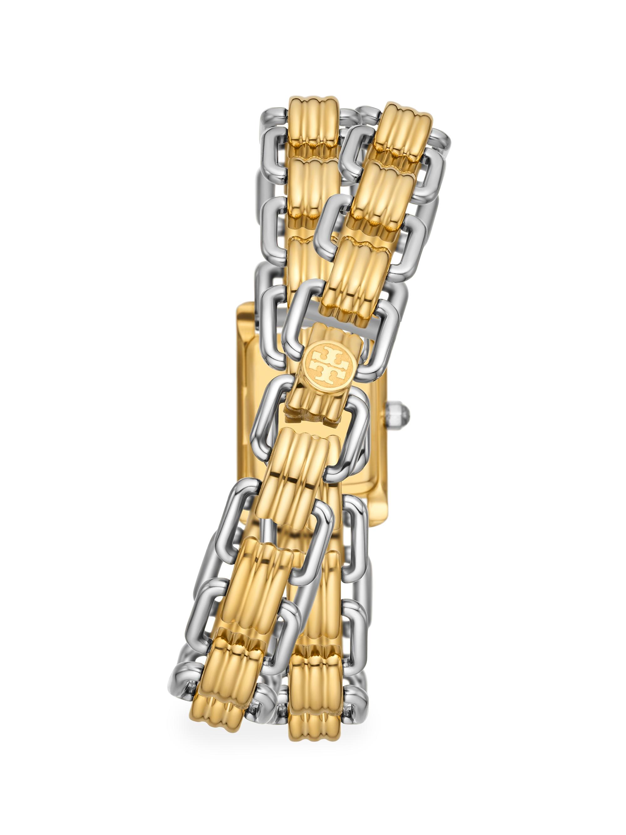 Tory Burch Mini Eleanor Two-Tone Stainless Steel Double-Wrap Watch