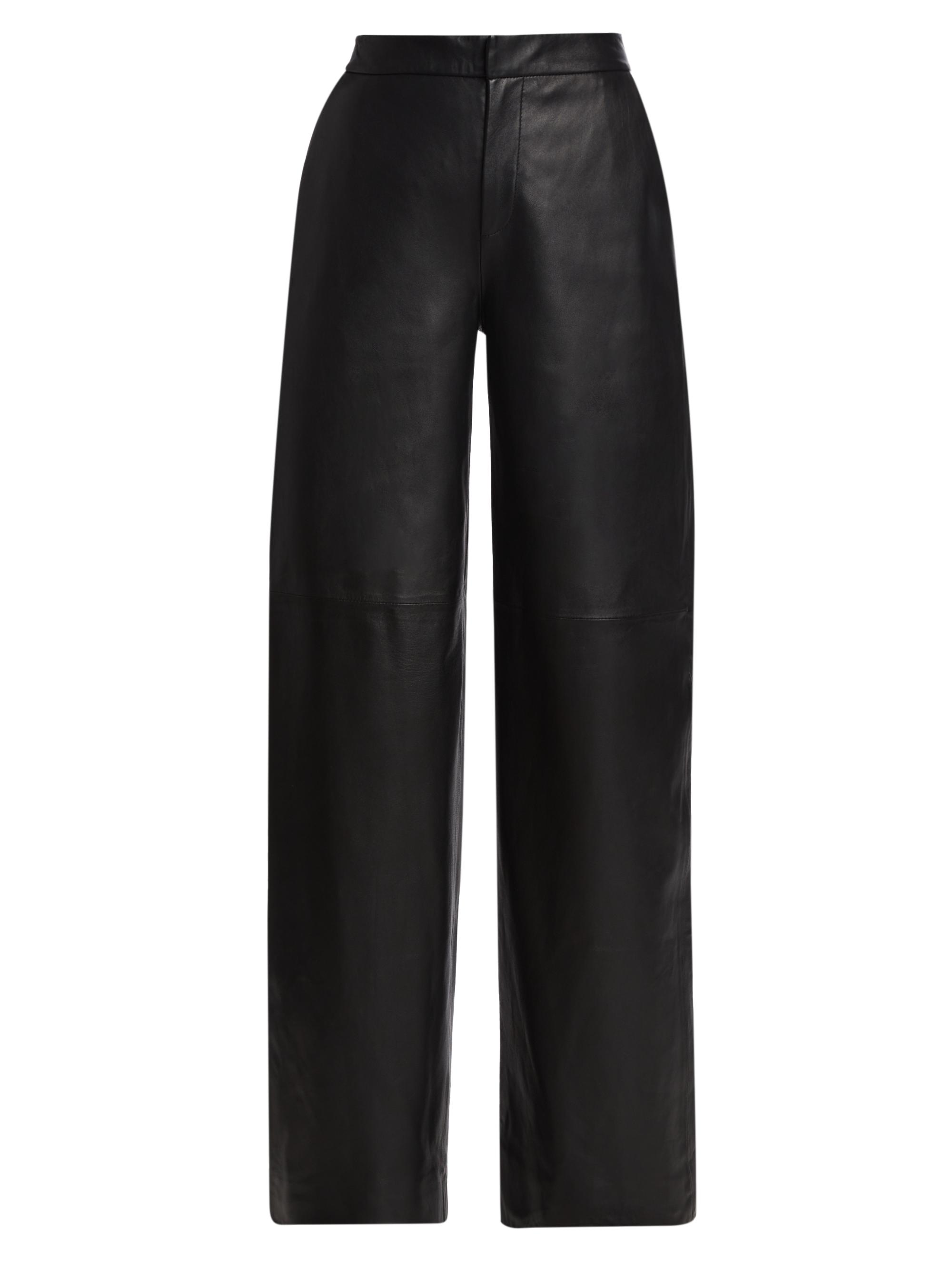 L'AGENCE Women's Livvy Leather Straight-Leg Pants - Black
