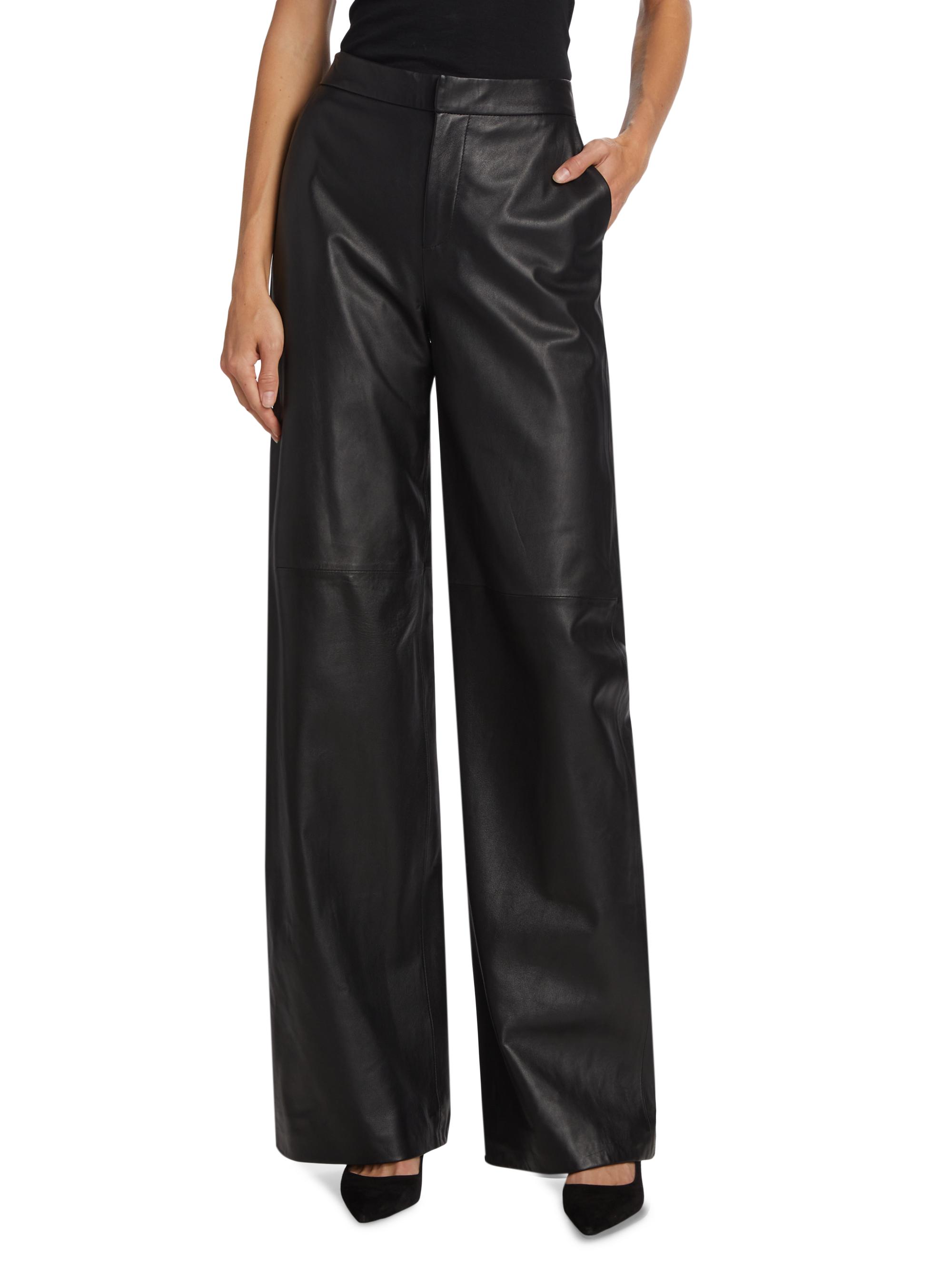 L'AGENCE Livvy Leather Straight-Leg Pants | Saks Fifth Avenue