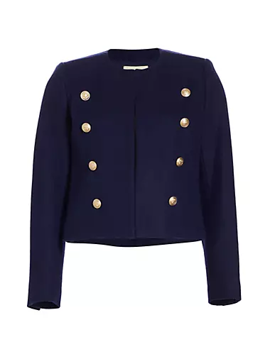 True Wool-Blend Collarless Jacket