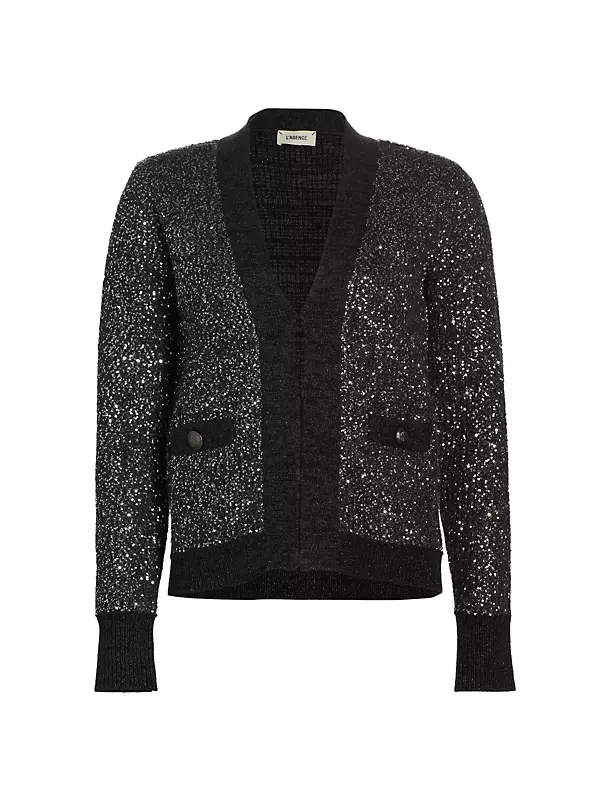 Jm Collection Women's Sequin Hounds Party Cardigan Sweater