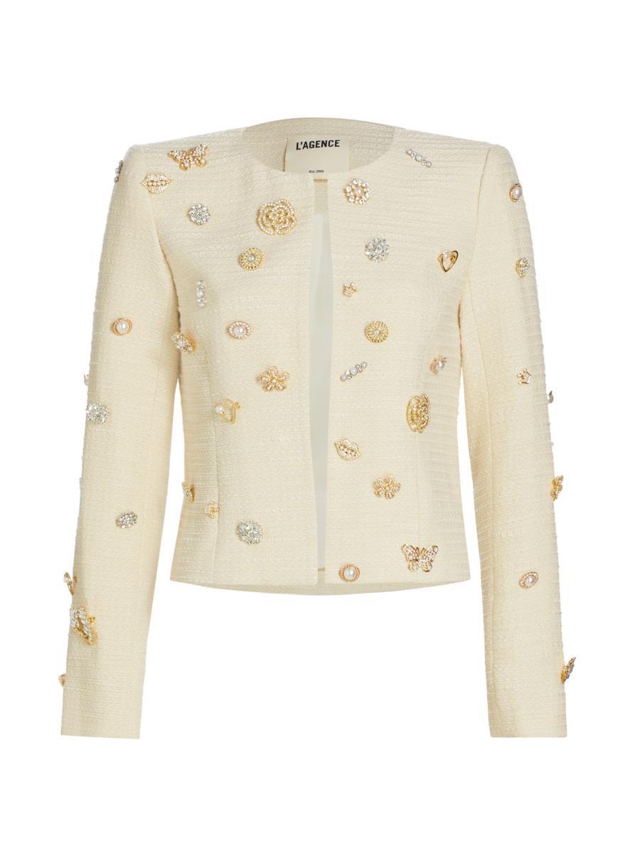 L’Or tweed jacket ロル　L'AUBE BLANC かじまり Double-buttoned tweed blazer 