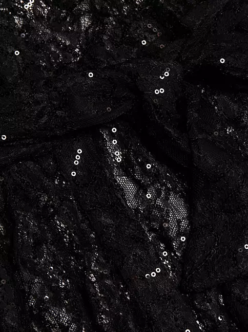 Cali Fabrics Black Sequins on Lace Designer Sequin Fabric Fabric by the Yard
