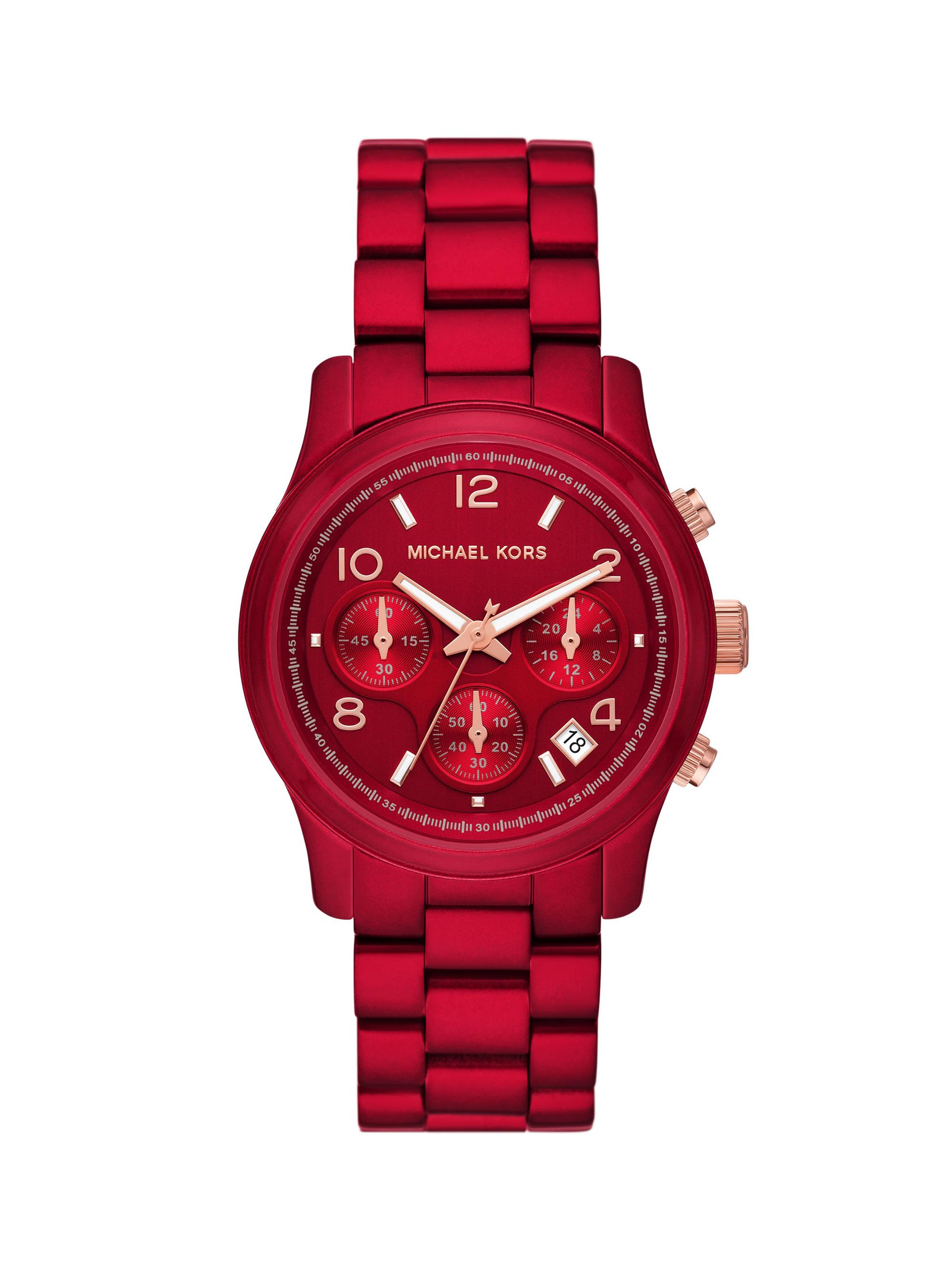 Michael Kors Women's Runway Red-Coated Stainless Steel Chronograph Bracelet Watch - Red