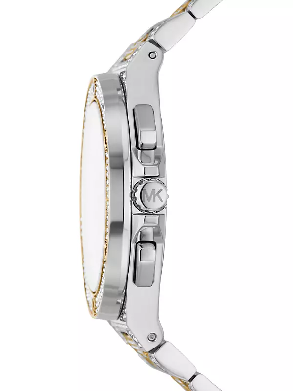 Shop Michael Kors Lennox Two-Tone Stainless Steel & Rhinestone Chronograph  Watch | Saks Fifth Avenue