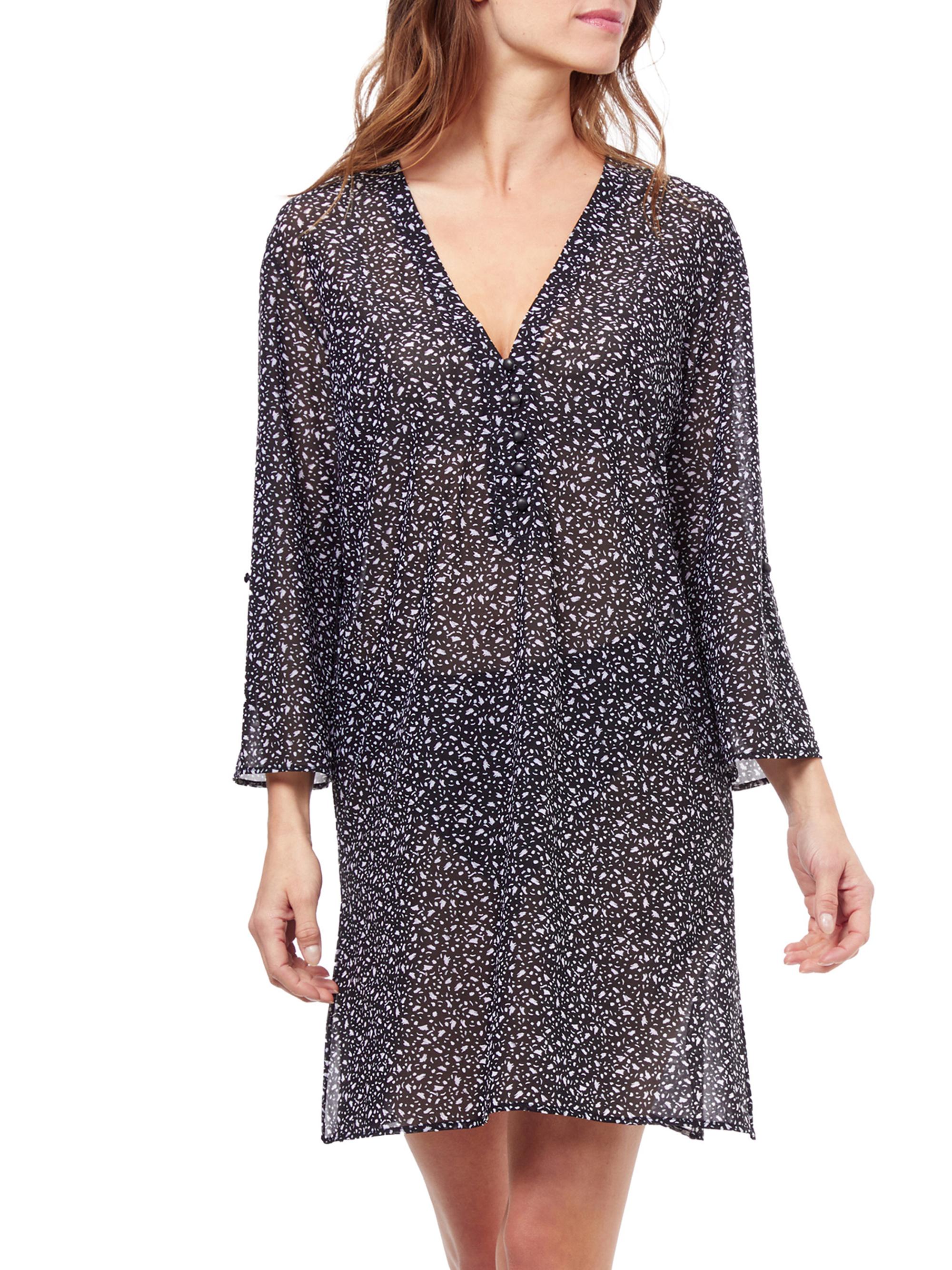 Profile By Gottex Women's Bash Spotted Chiffon Minidress - Black White