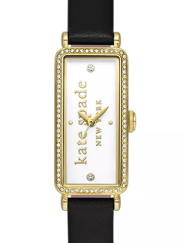 Shop kate spade new york Goldtone Stainless Steel, Cubic Zirconia & Leather  Strap Watch/16MM x 32MM | Saks Fifth Avenue