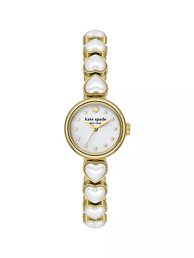 Goldtone Stainless Steel & Imitation Pearl Bracelet Watch/24MM