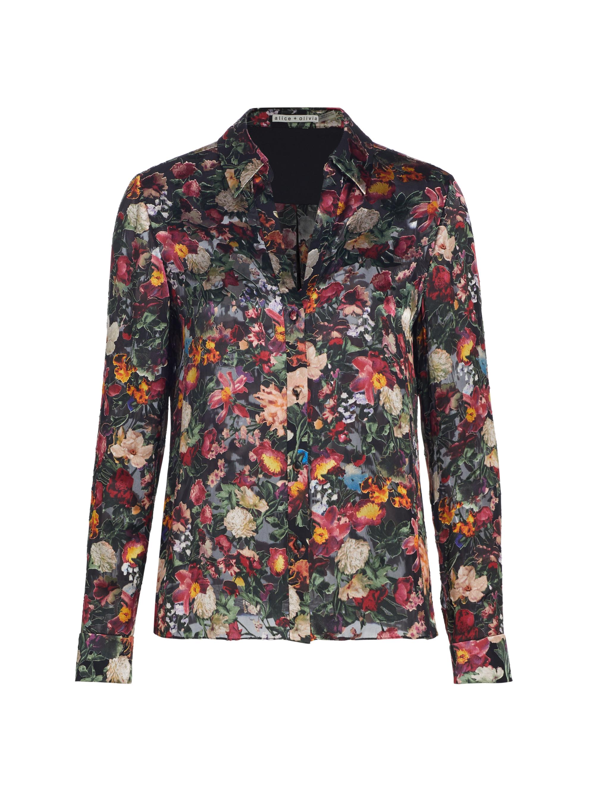 ALICE + OLIVIA Eloise Silk-Blend Floral Shirt | Saks Fifth Avenue