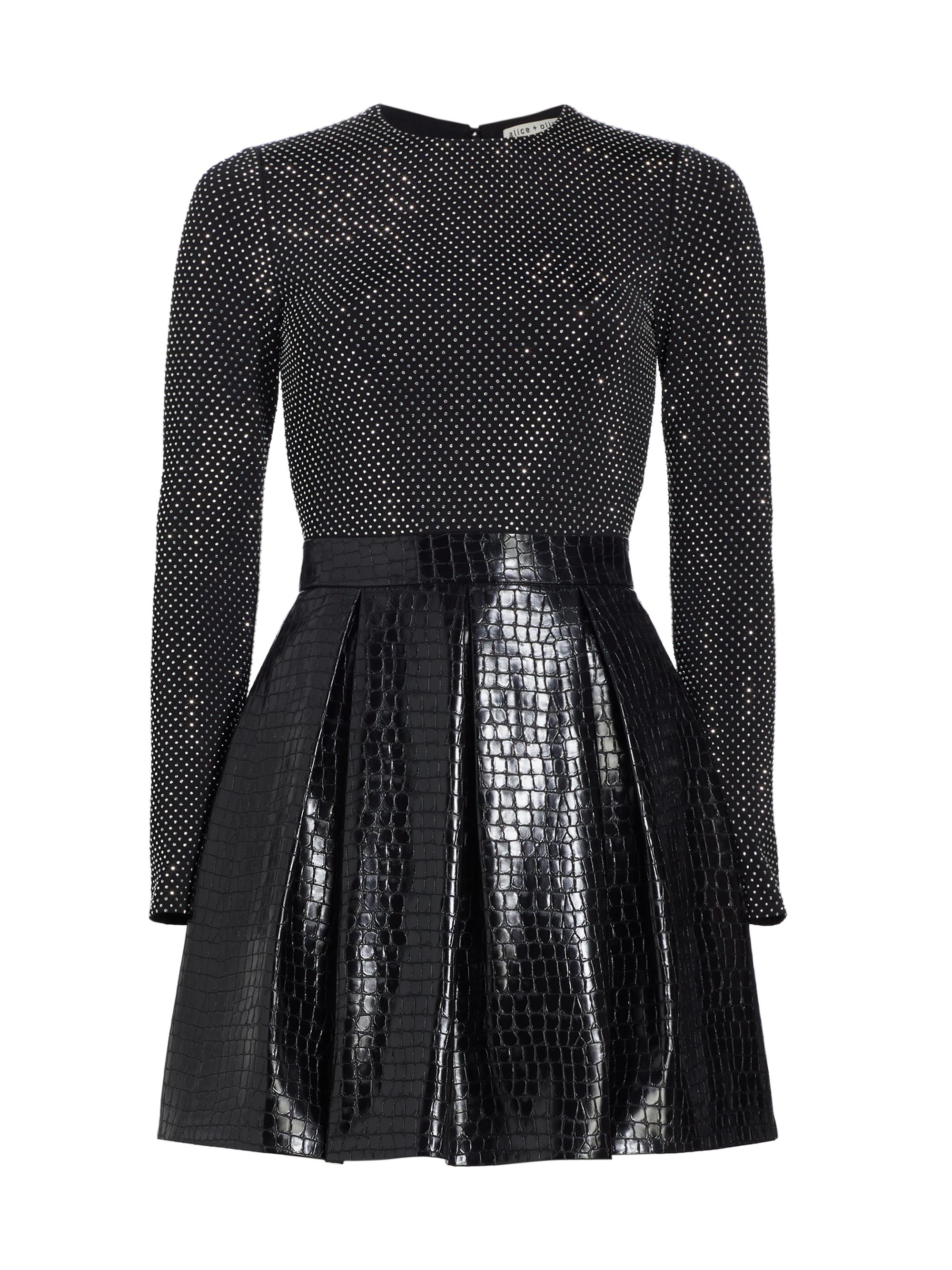 Alice + Olivia Chara Faux Croc-Embossed Leather Minidress | Saks