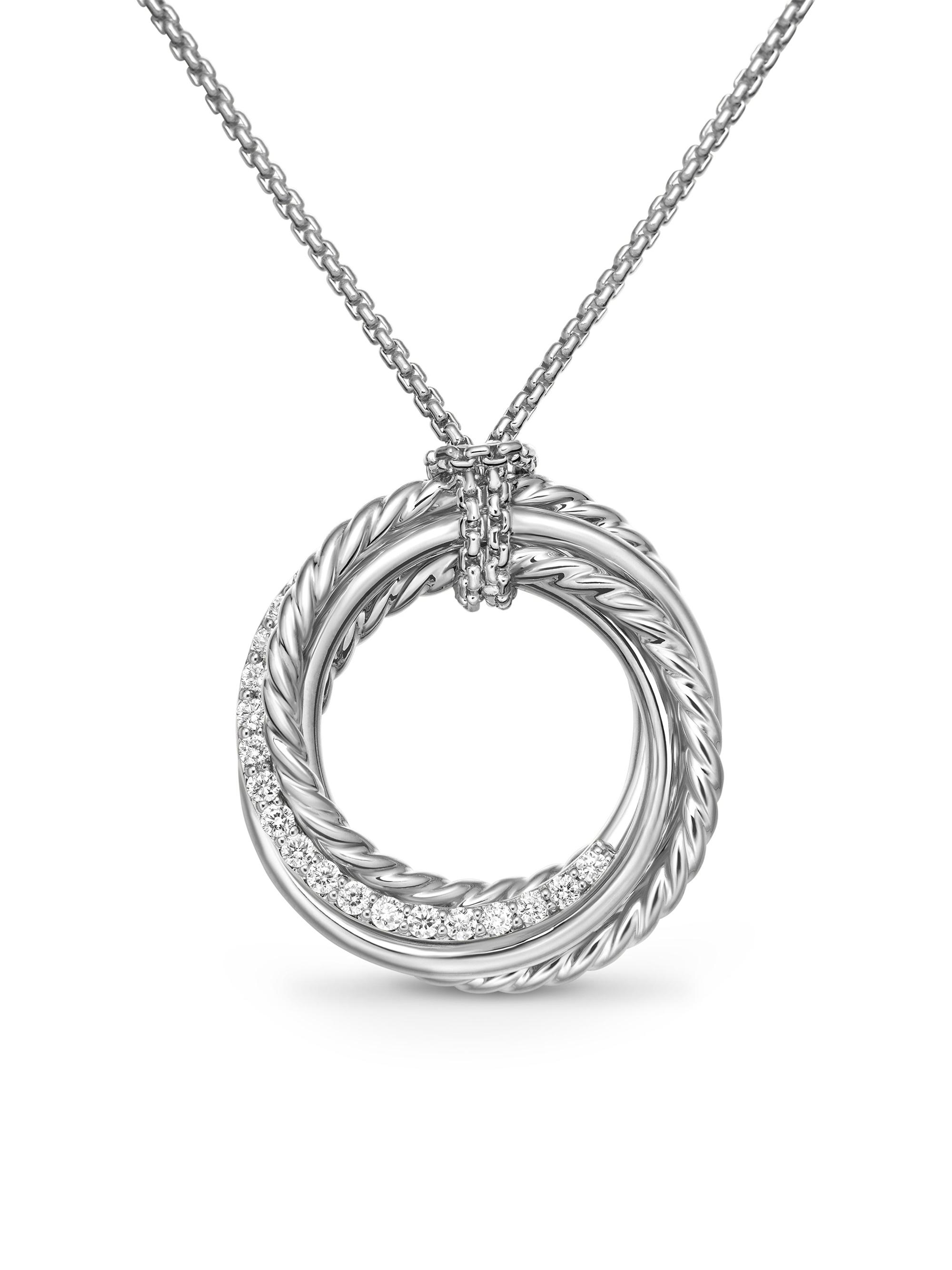 David Yurman Women's Crossover Diamond & Sterling Silver Pendant Necklace - Diamond