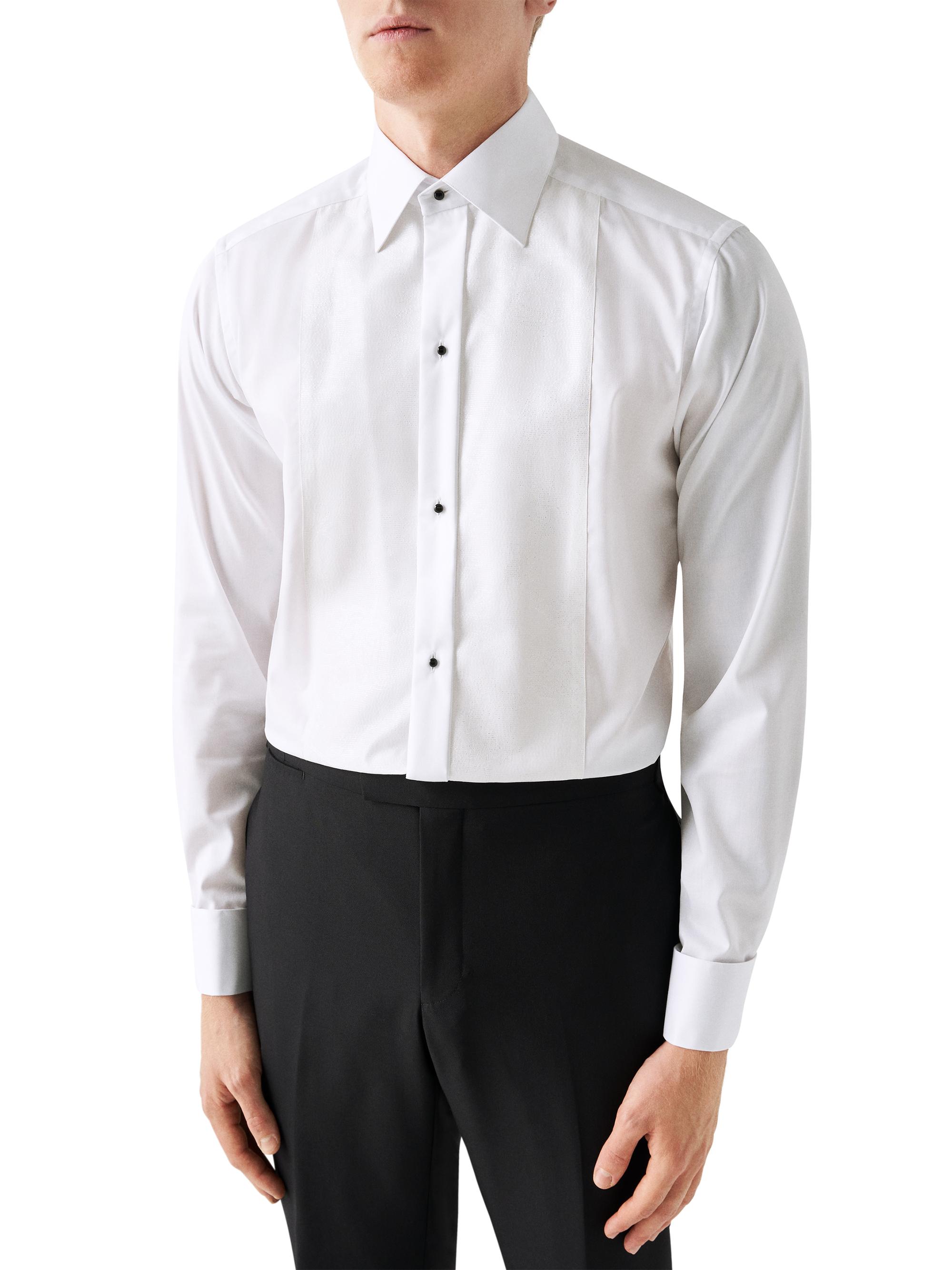Eton Men's Contemporary-Fit Striped Glitter Bib Formal Shirt - White