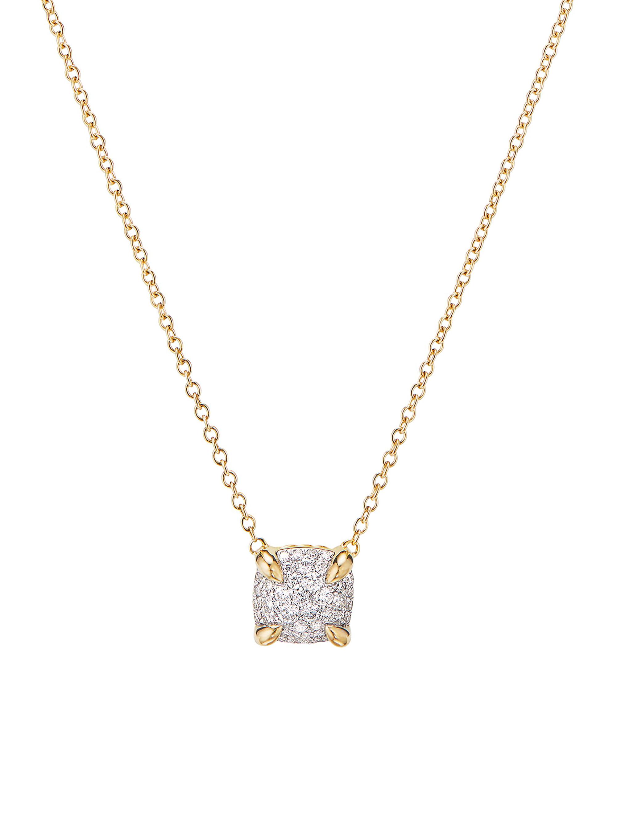 David Yurman Women's Chatelaine Pendant Necklace in 18K Yellow Gold with Full Pavé Diamonds - Diamond