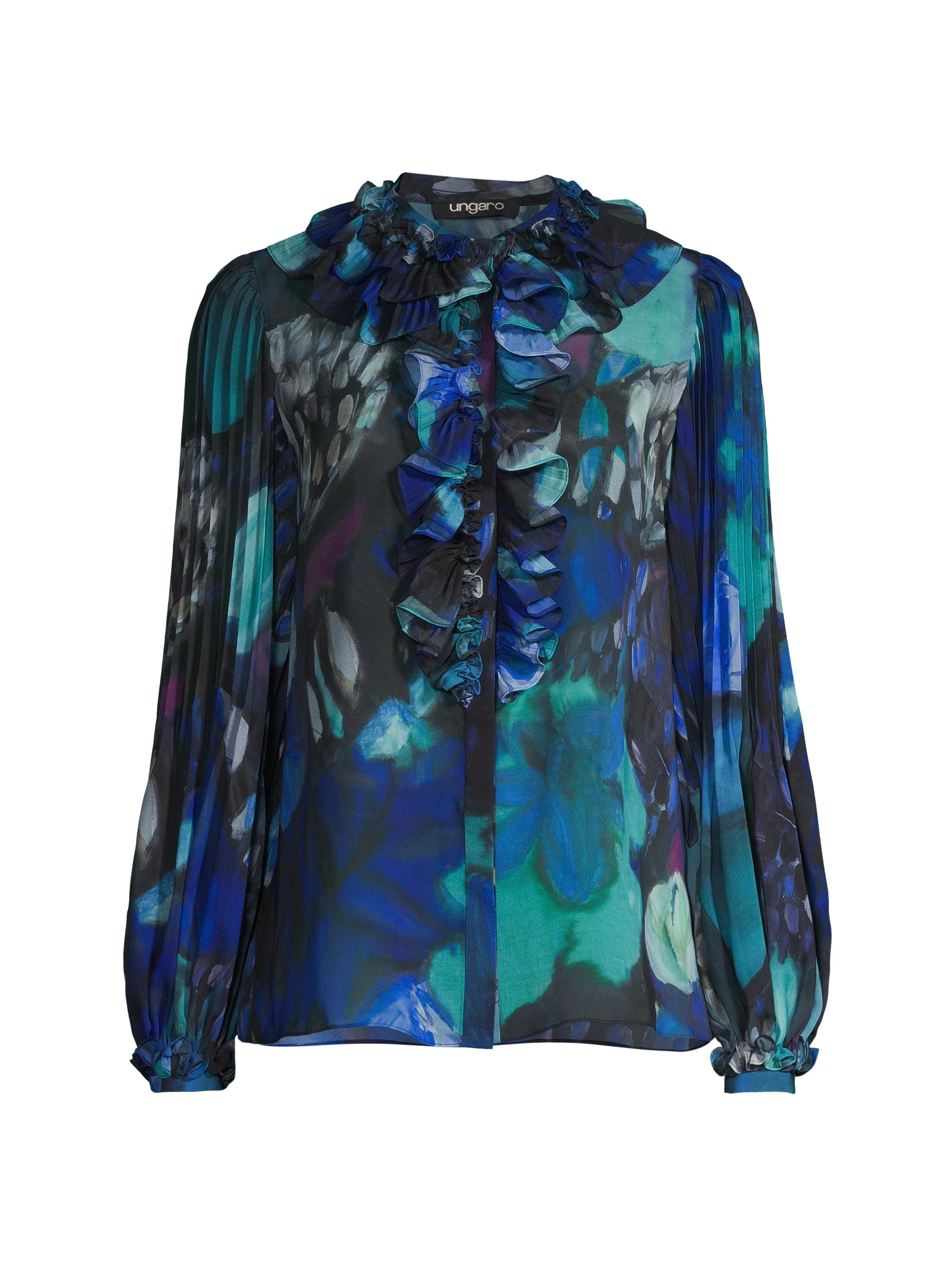 Ungaro Women's Nicole Ruffled Floral Blouse - Blue Multi