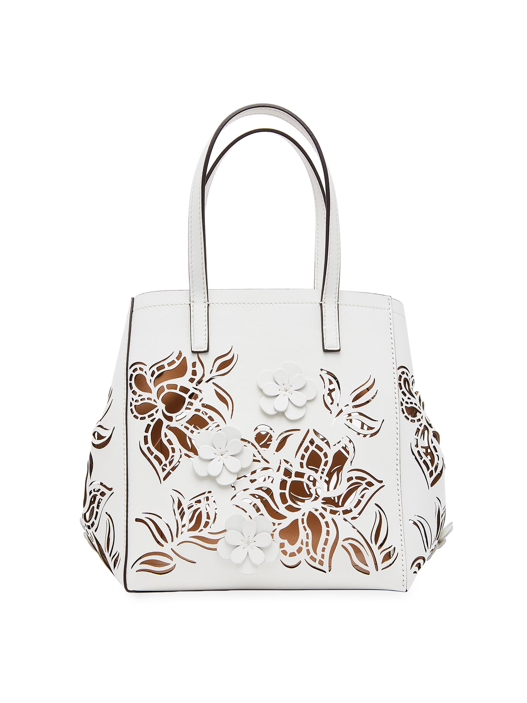 Oscar de la Renta Women's Floral Laser-Cut Leather Tote -