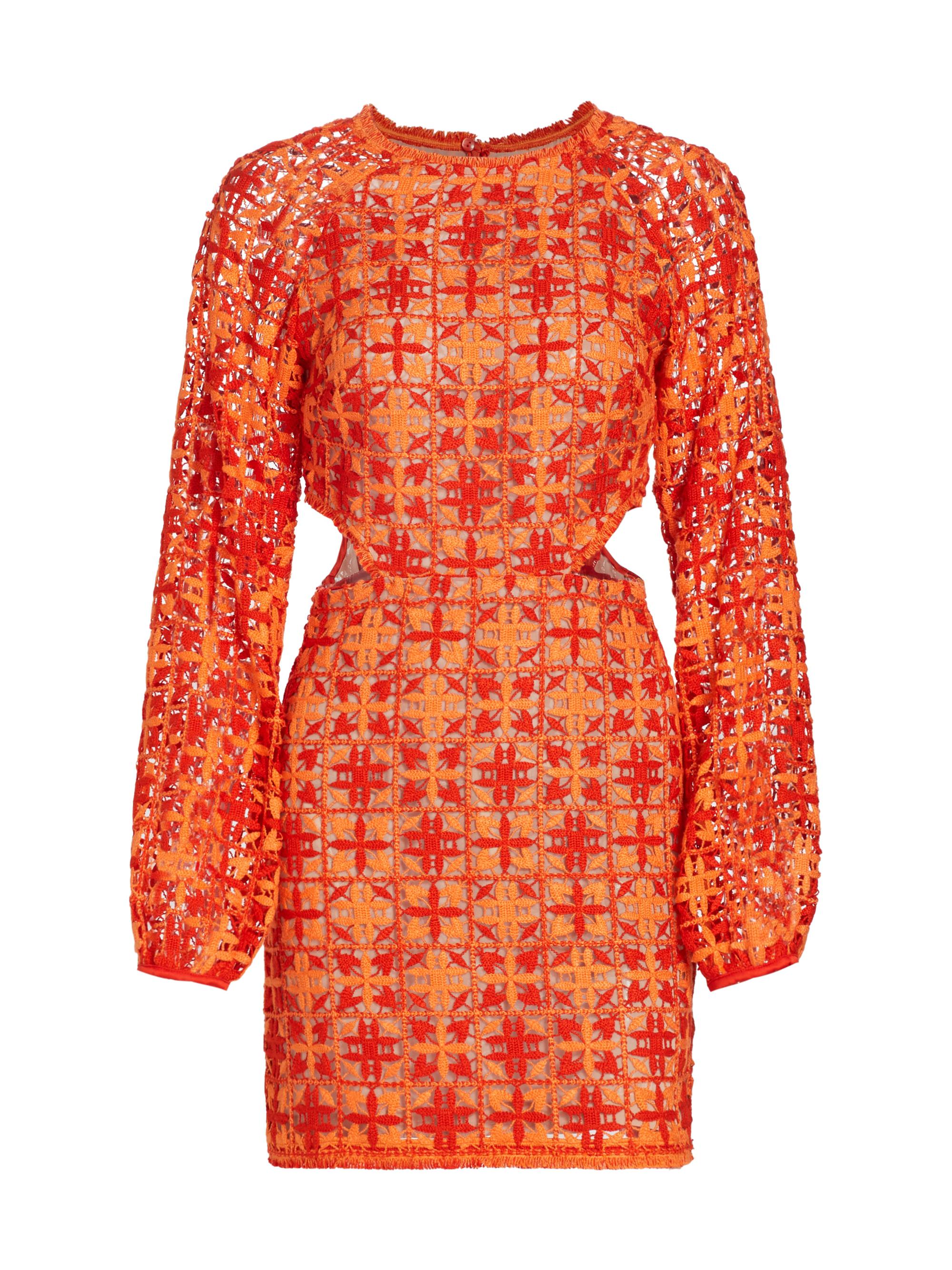 Silvia Tcherassi Women's Janis Crocheted Cotton-Blend Dress - Red Orange Crochet