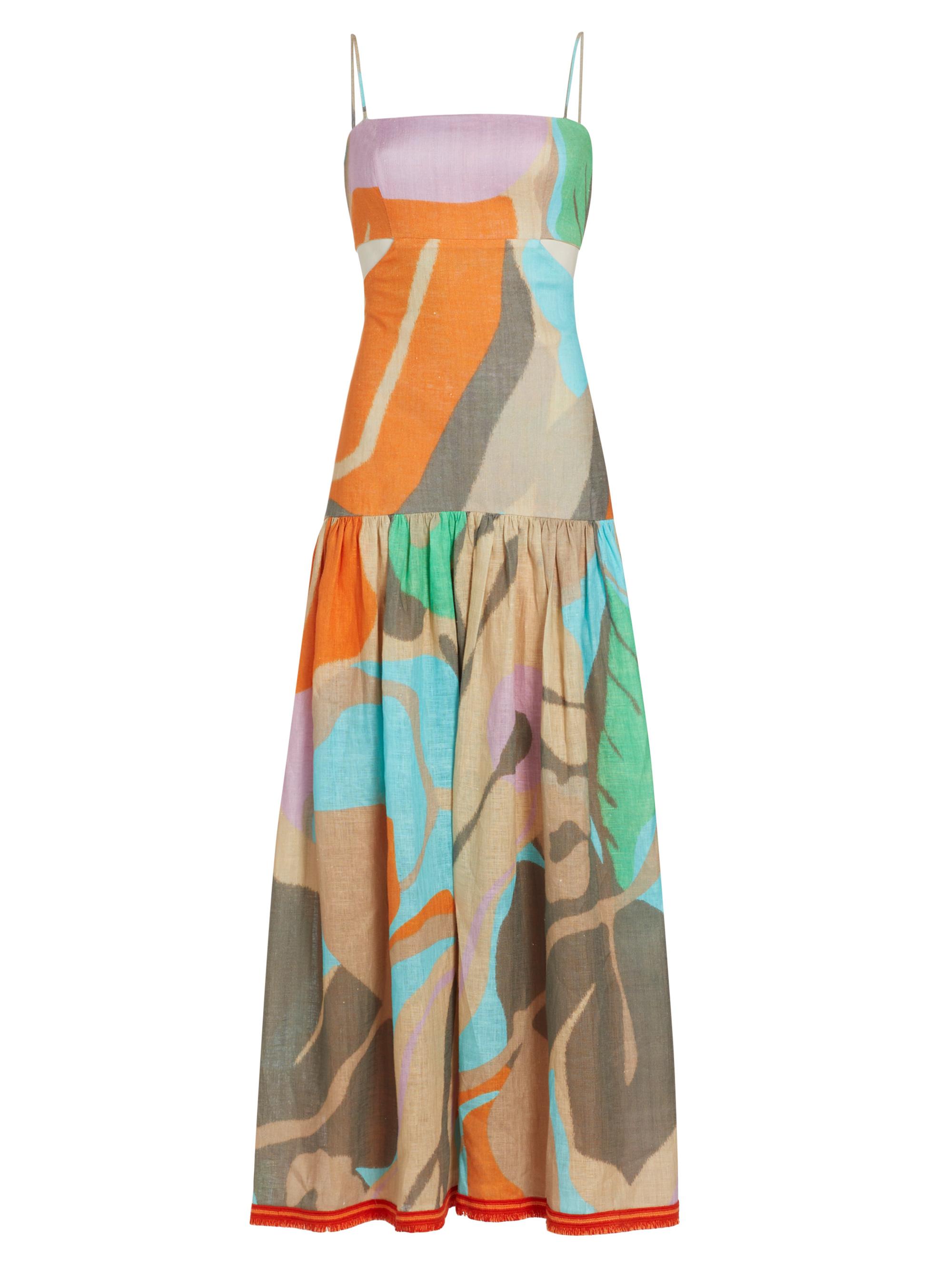 Silvia Tcherassi Women's Shannon Printed Cut-Out Maxi Dress - Pastel Multi Swirls