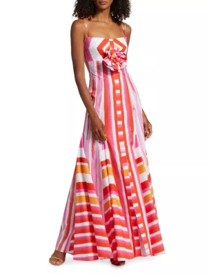 Striped Silk Evening Dresses Tiziani