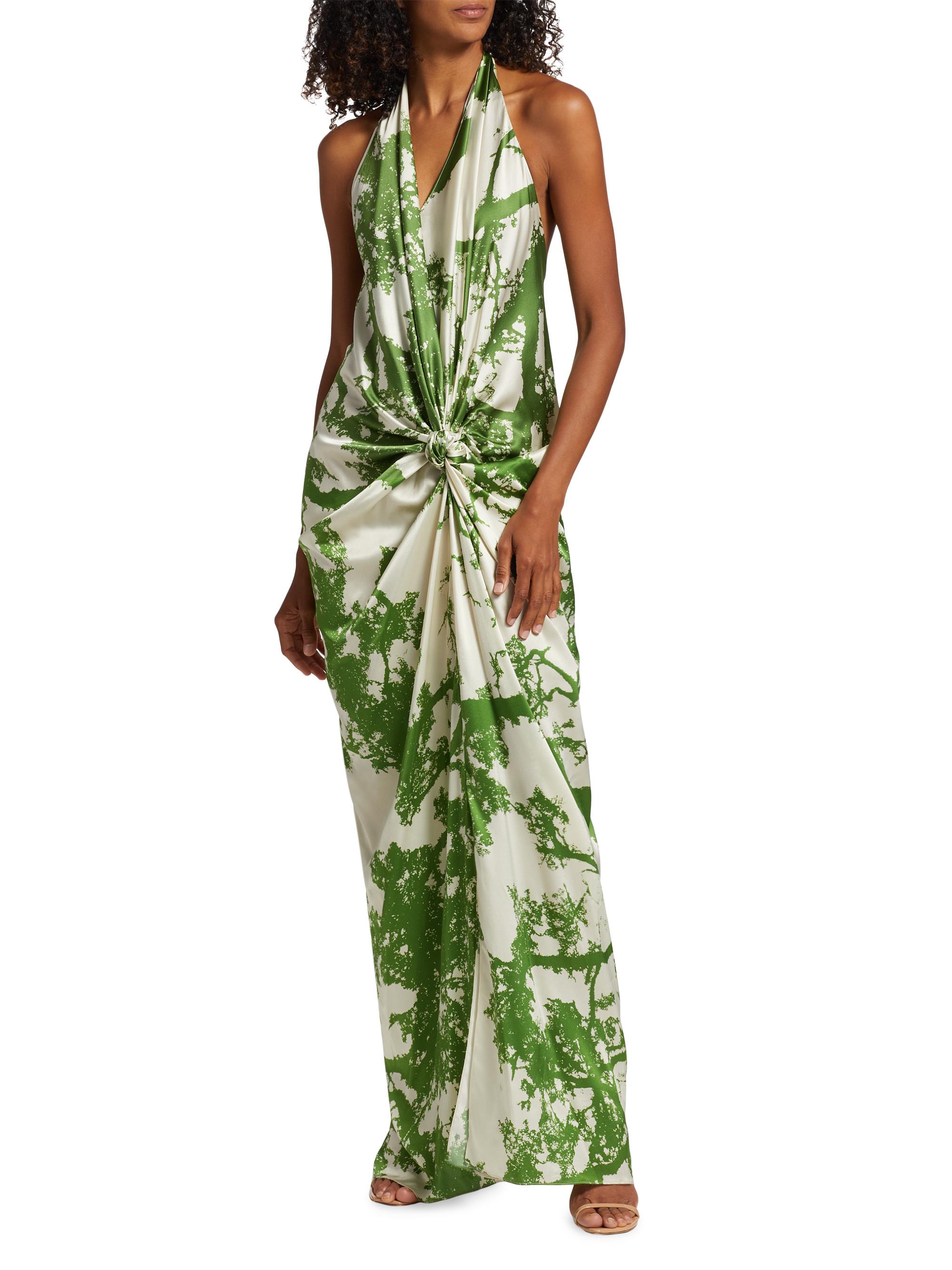 Silvia Tcherassi Jazmin Halterneck Silk-Blend Gown | Saks Fifth Avenue