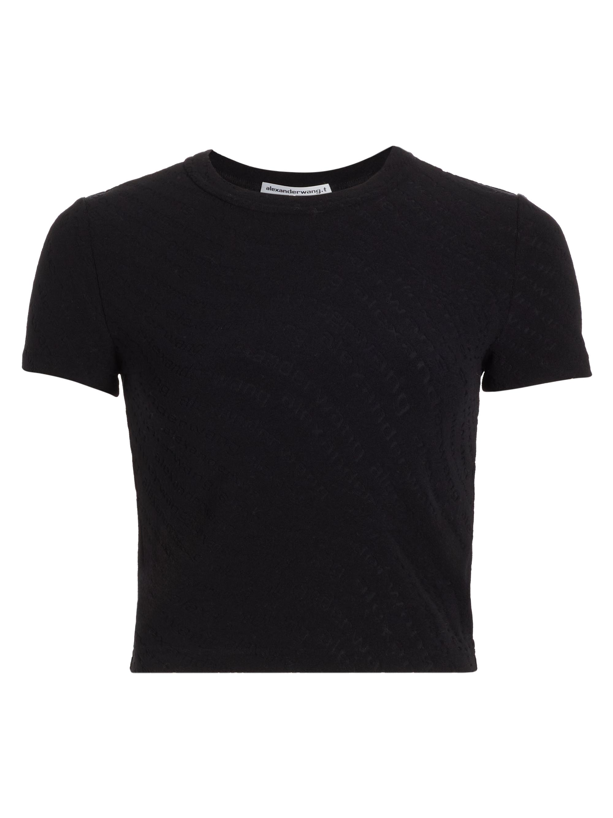 alexanderwang ブラック Tシャツ alexander wang - DISTRESSED LOGO SHORT SLEEVE TEE / コットン