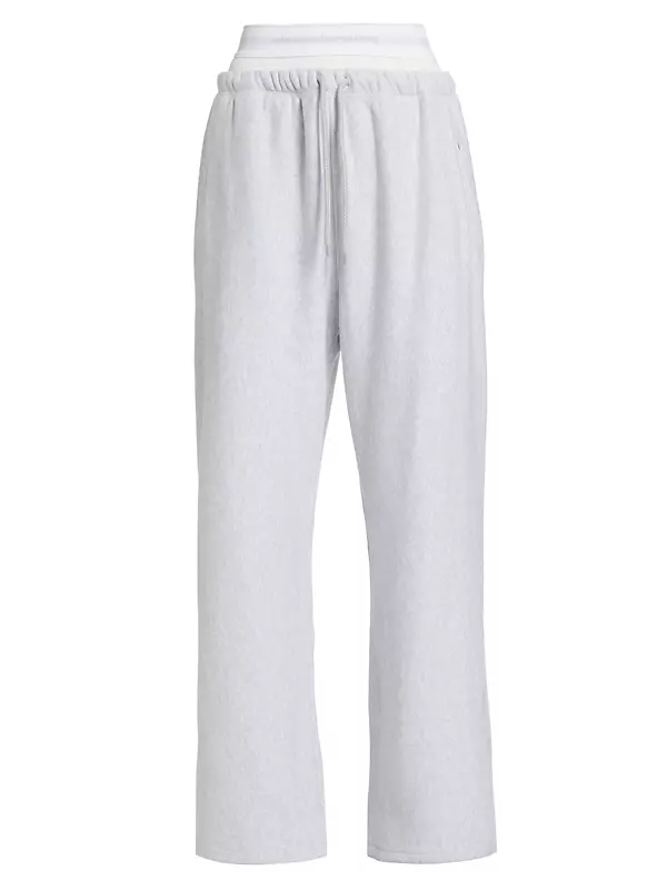 alexanderwang wide leg sweatpants with pre-styled logo brief waistband  LIGHT HEATHER GREY - alexanderwang® CA