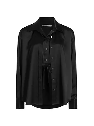 Double Layered Silk Button-Front Shirt