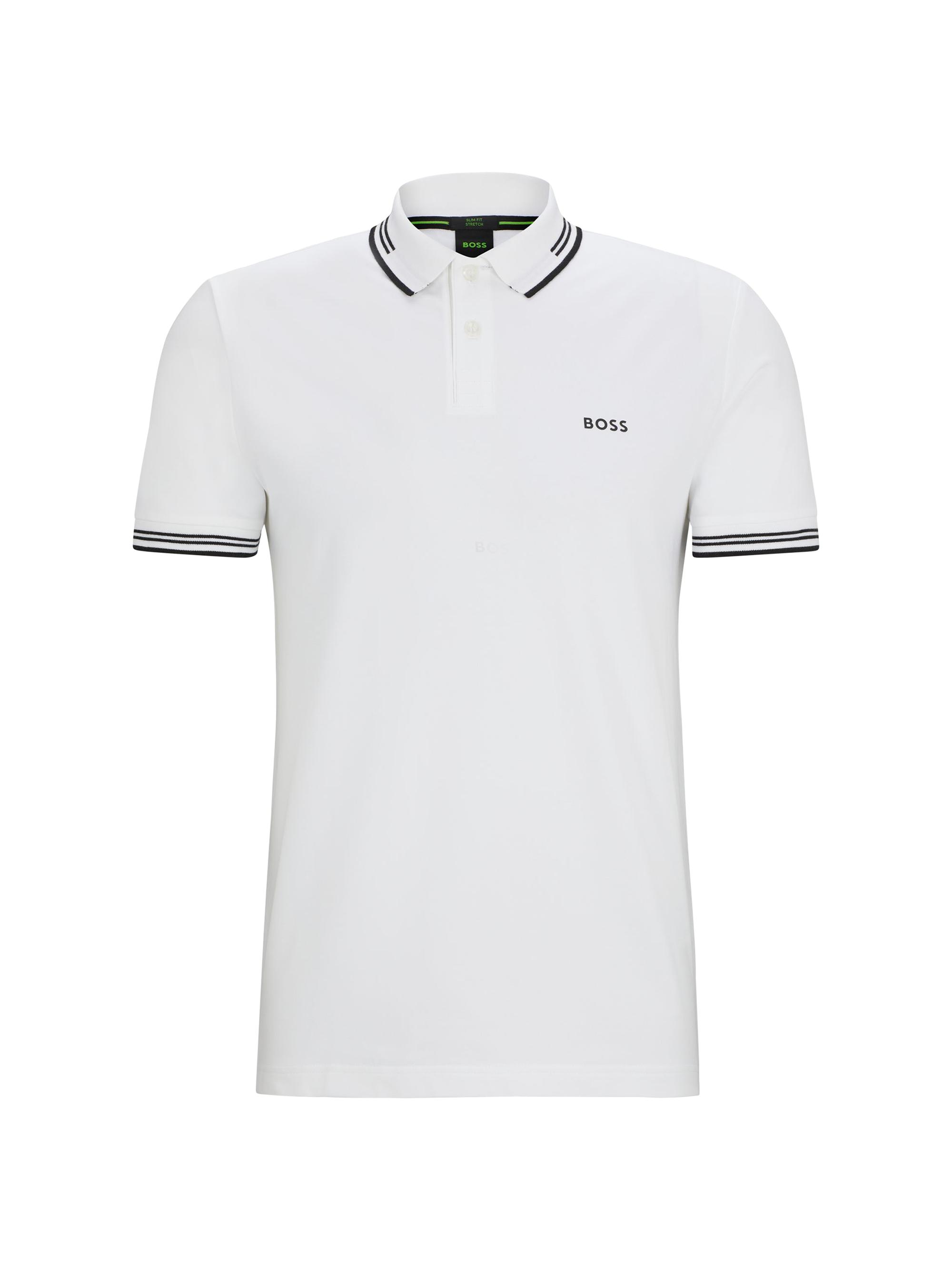 BOSS Men's Stretch Cotton Slim Fit Polo Shirt - White