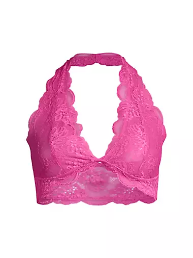 FREE PEOPLE Intimately - Last Dance Lace Plunge Bralette in Hot Pink