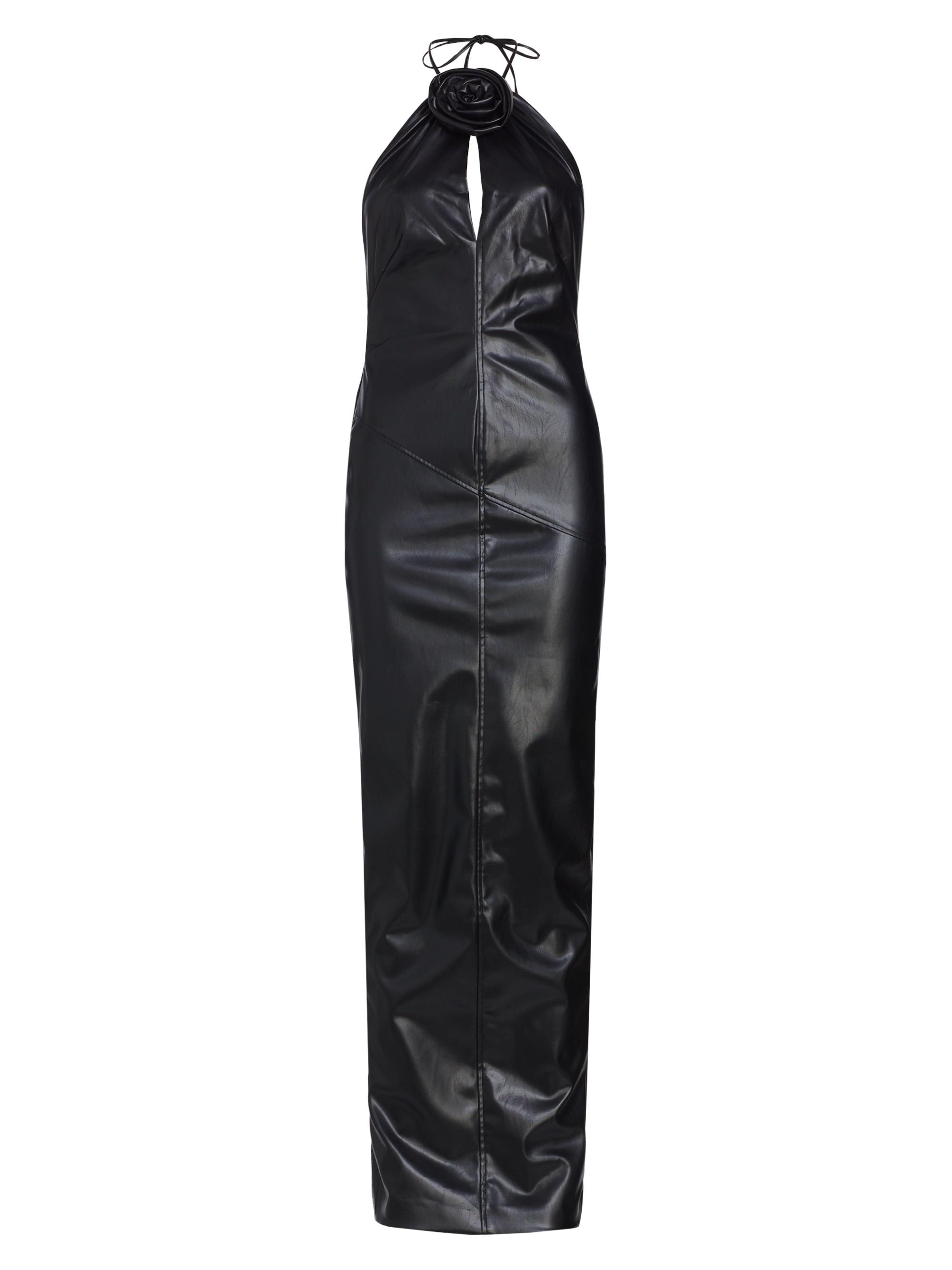 Ronny Kobo Women's Danz Faux Leather Appliqué Gown - Jet Black