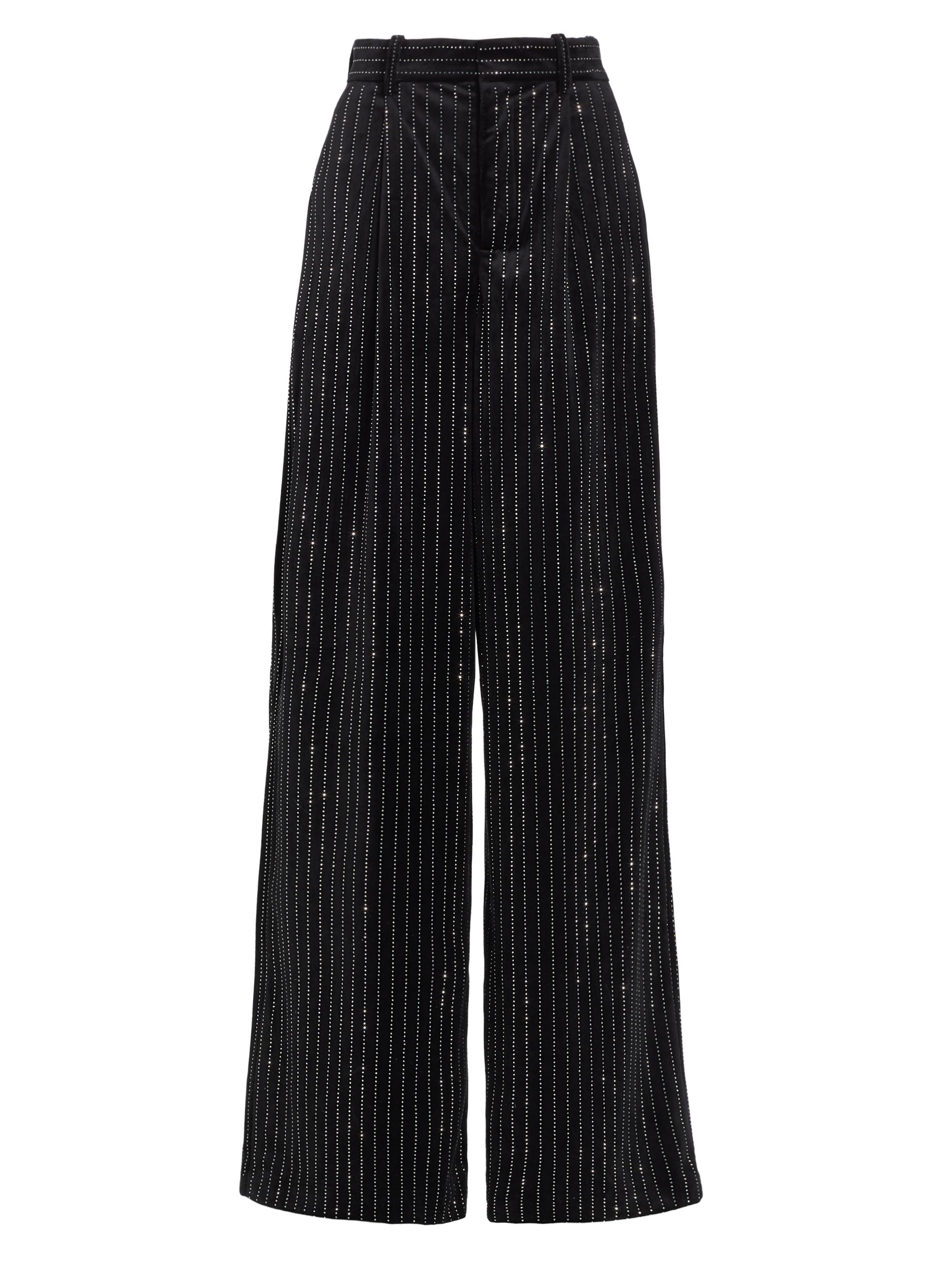 Ronny Kobo Women's Brinkley Wide-Leg Velvet & Crystal Pants - Jet Black Silver