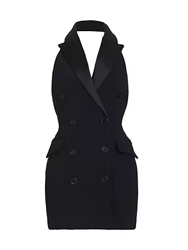 Celeste Black Diamante Net sleeve Tailored Blazer Dress