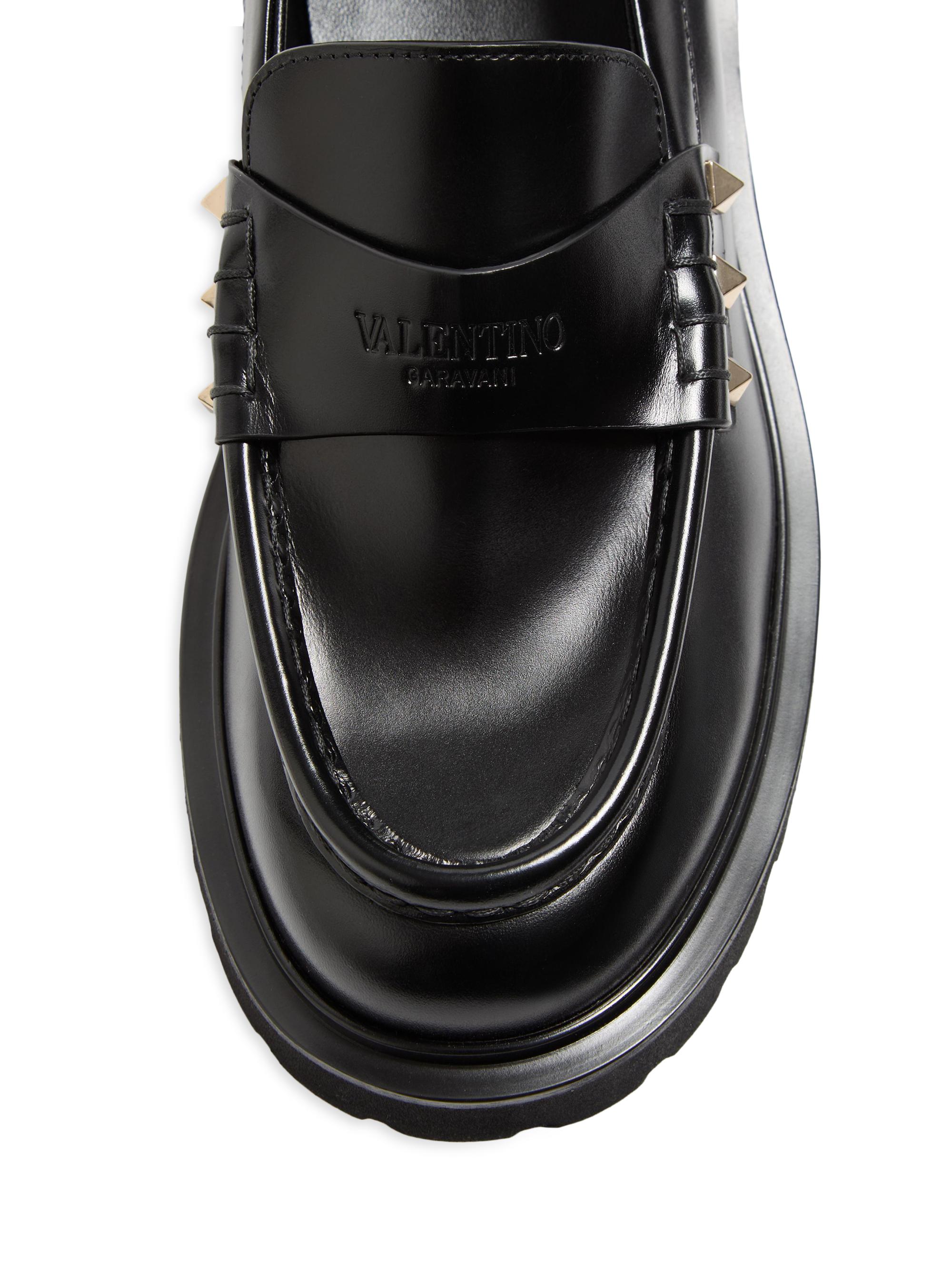 MAJOR ISO !!!!  Men’s 46 Valentino Garavani Aristopunk Black Studded Loafers Valentino Garavani - Rockstud Studded Glossed-Leather  main image 4