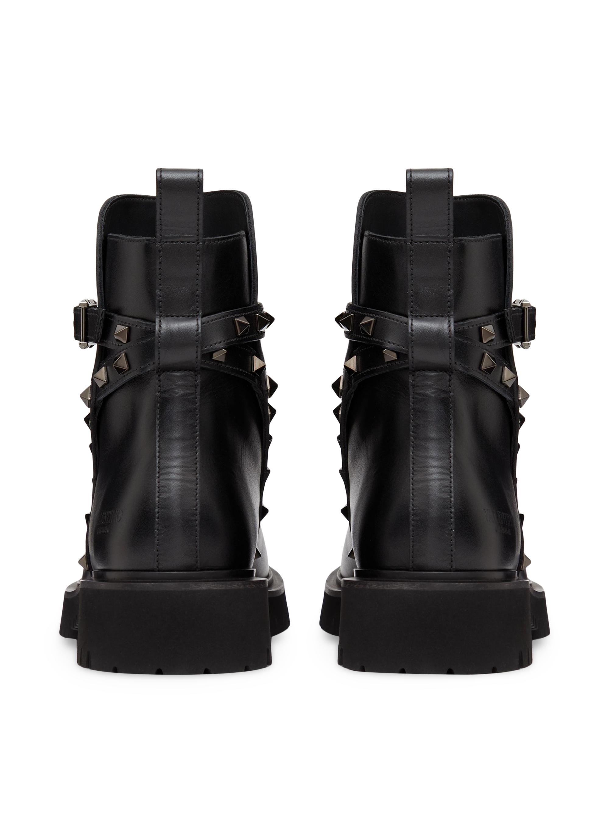 Valentino Garavani Rockstud Calfskin Ankle Boots With Tone-On-Tone