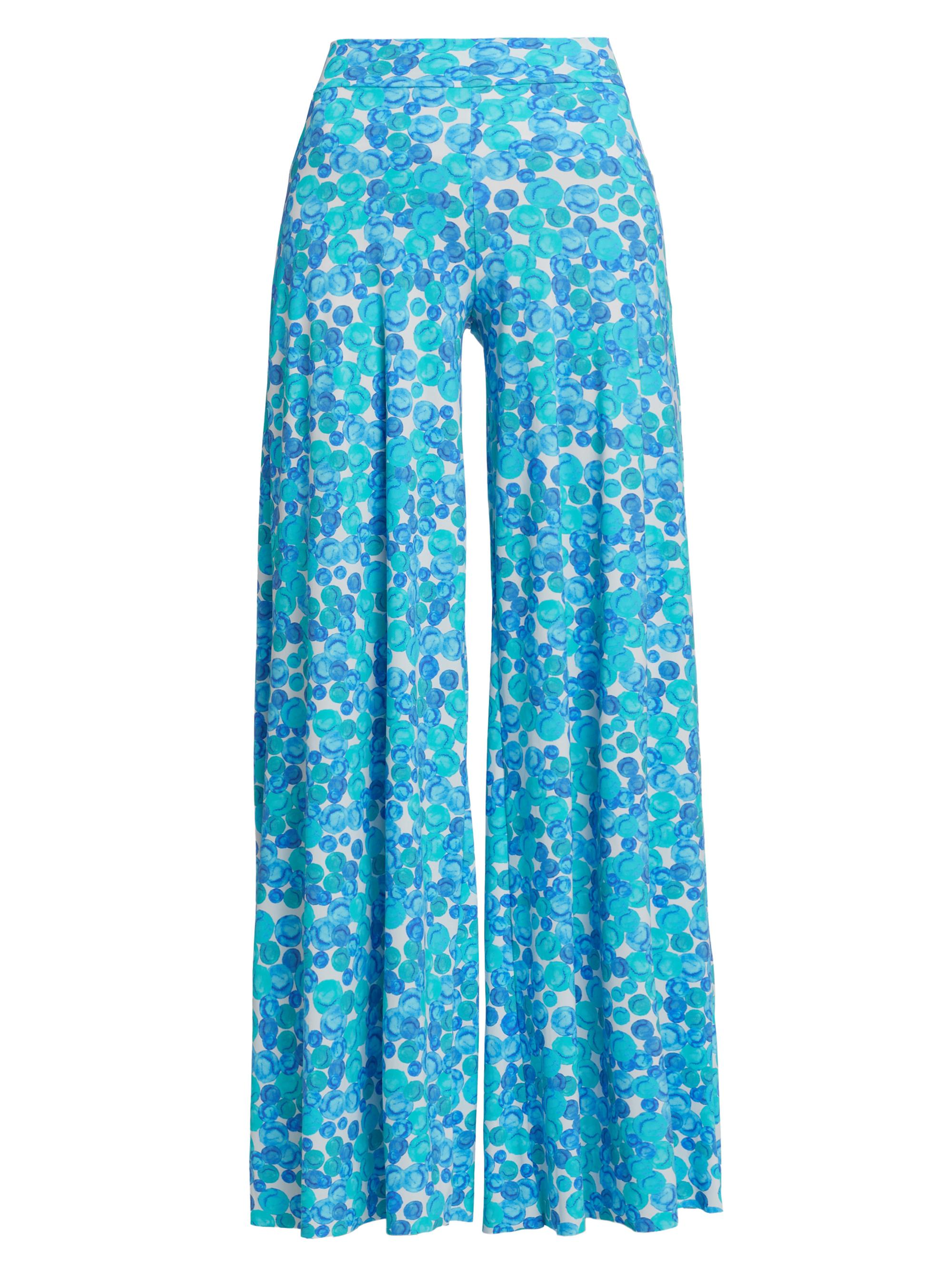 Chiara Boni La Petite Robe Women's Skyla Printed Jersey Wide-Leg Pants - Bubbles Carousel Turquoise