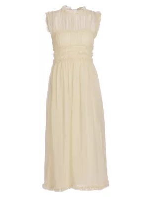 Shop Ulla Johnson Aberdeen Wool Pleated Midi-Dress | Saks Fifth Avenue