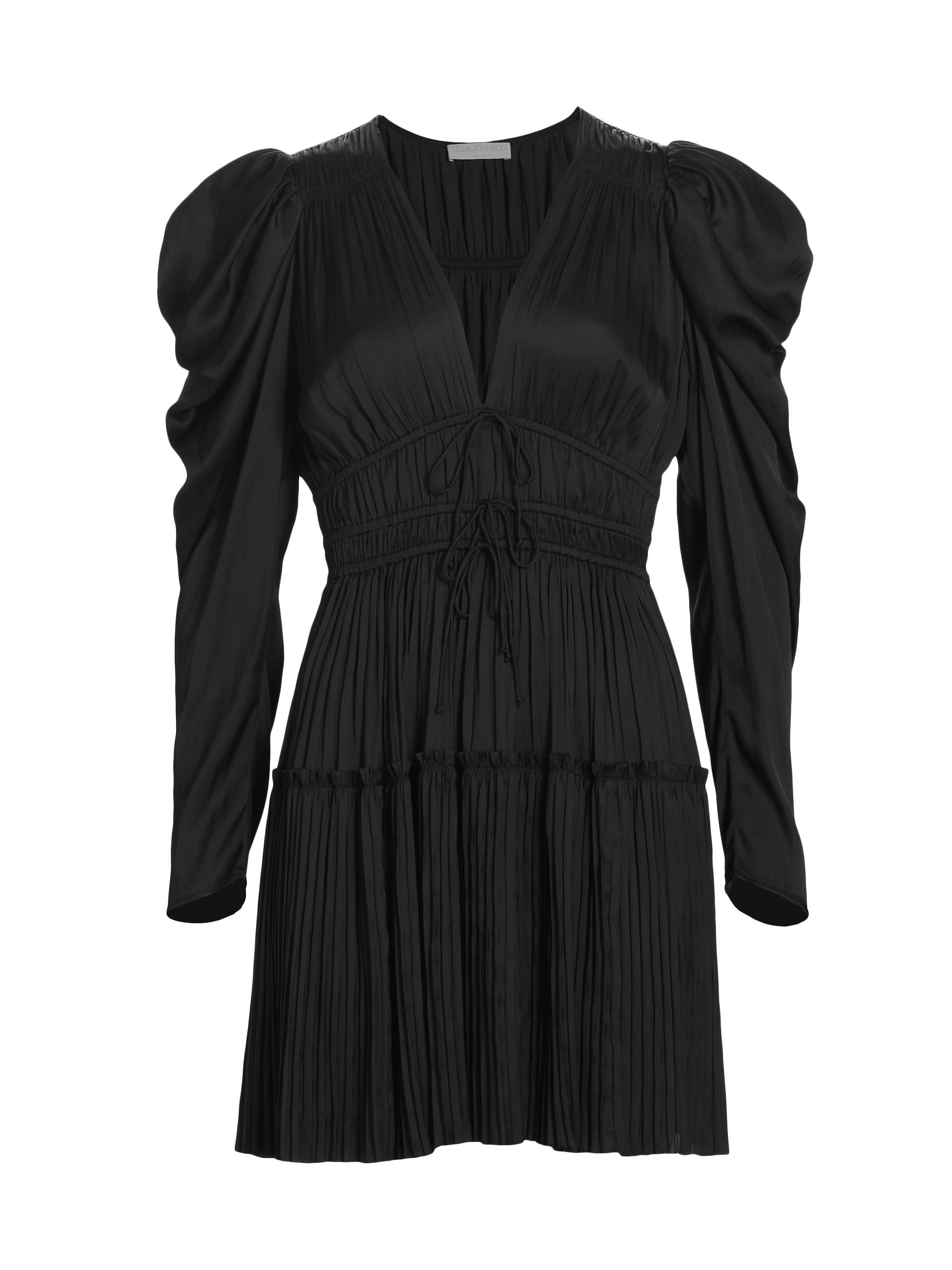 Ulla Johnson Women's Lu Satin Pleated Minidress - Noir