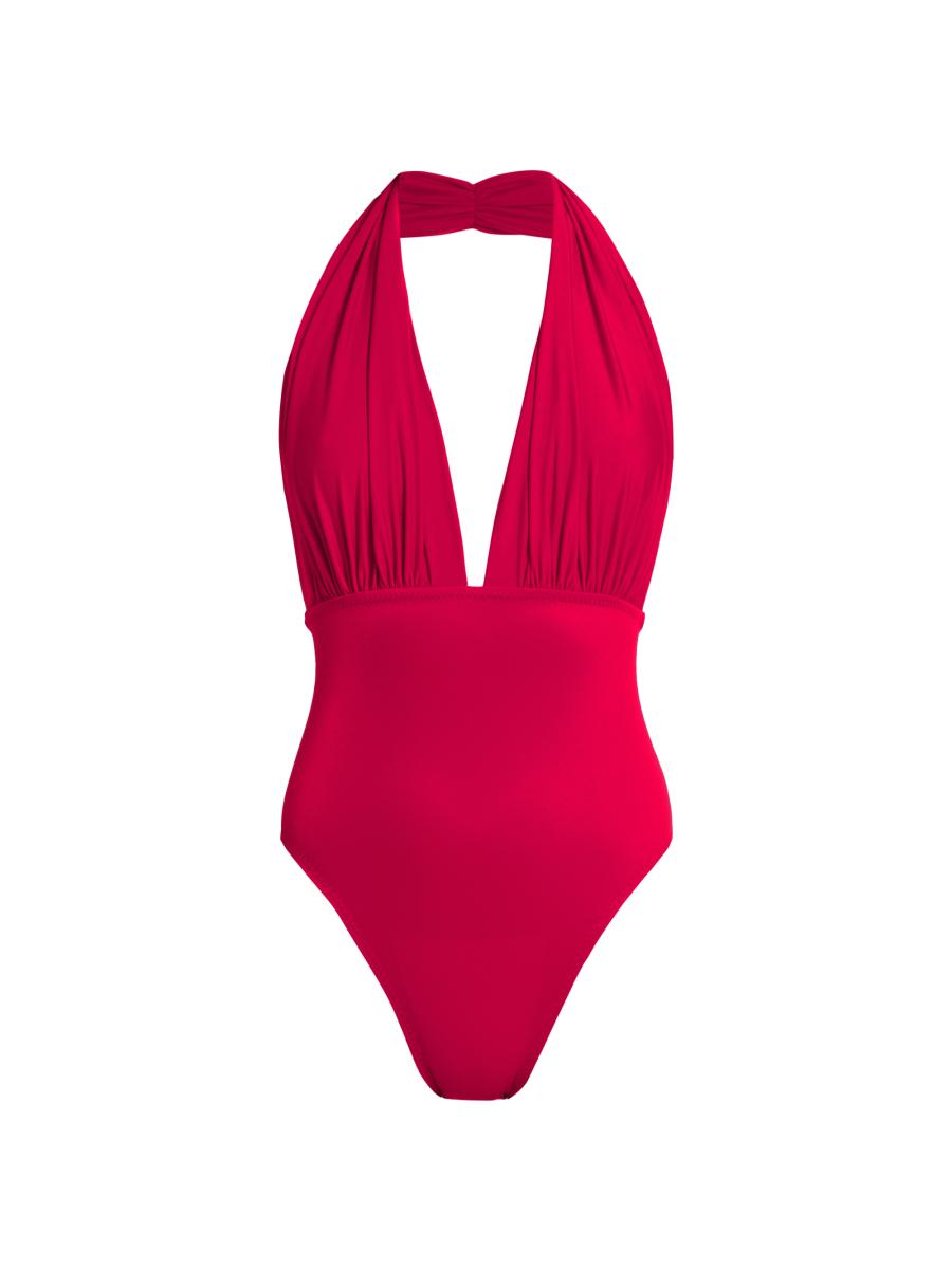 Norma Kamali Halterneck Plunge One-Piece Swimsuit | Saks