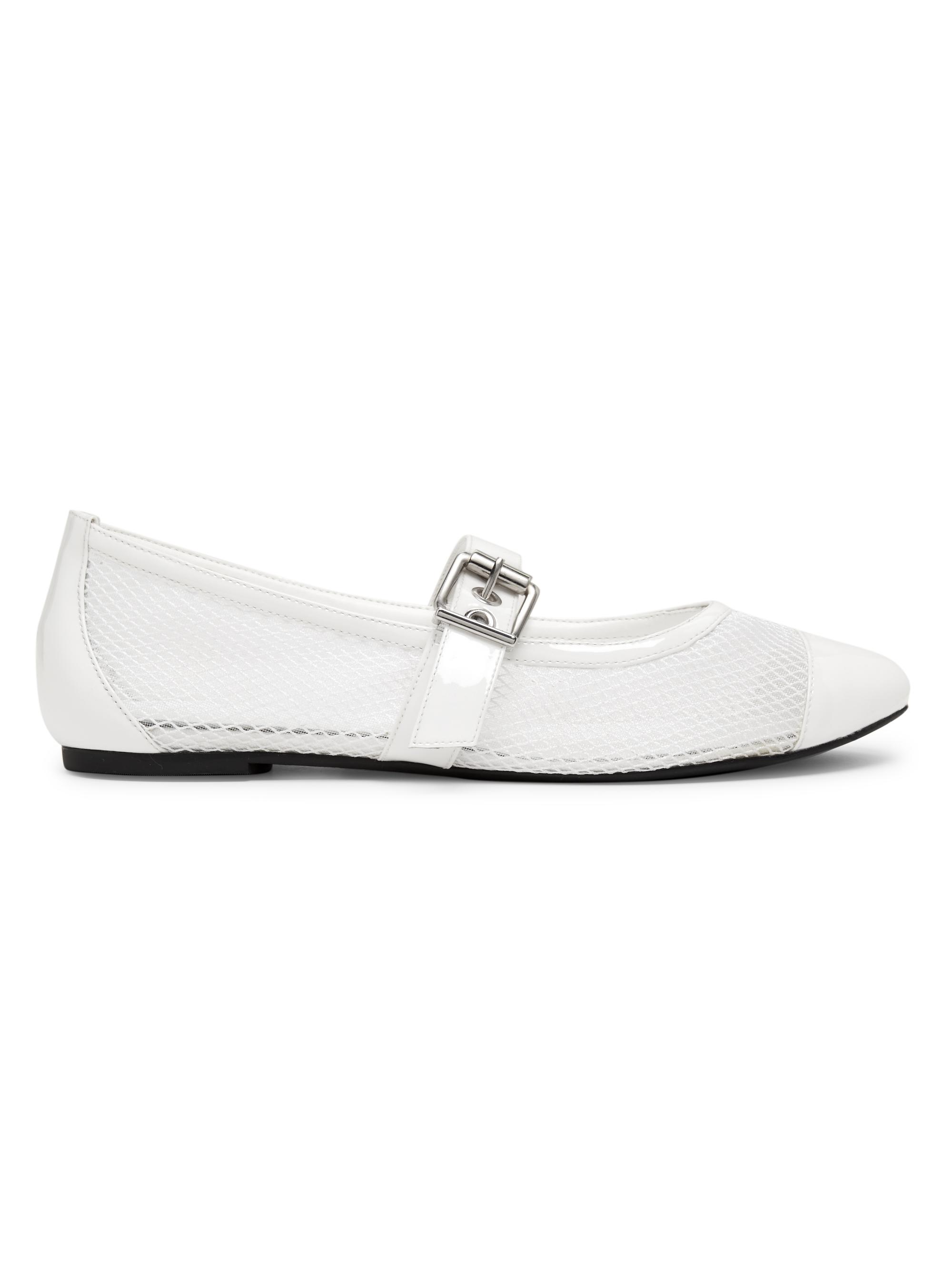 Schutz Women's Hanna Mesh Mary Jane Ballet Flats - White