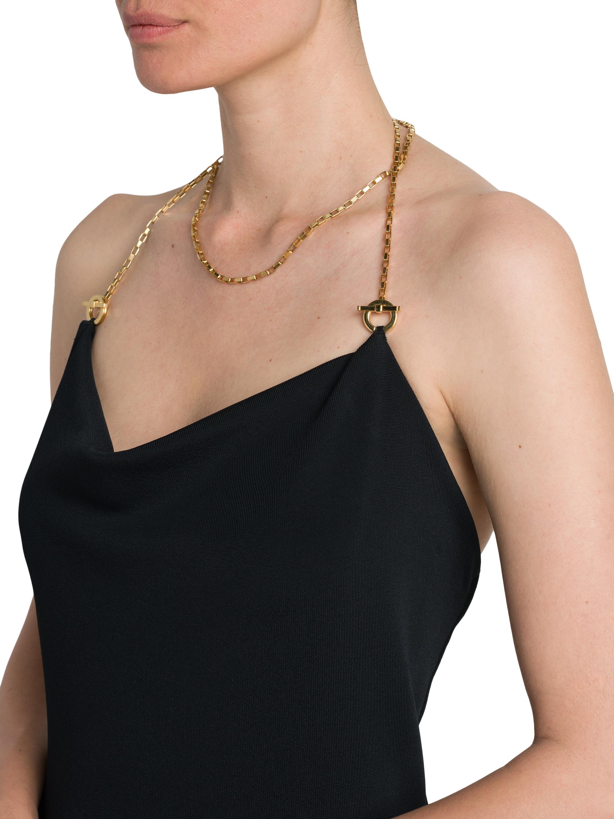 Palm Angels chain-detail halterneck velvet dress - Black