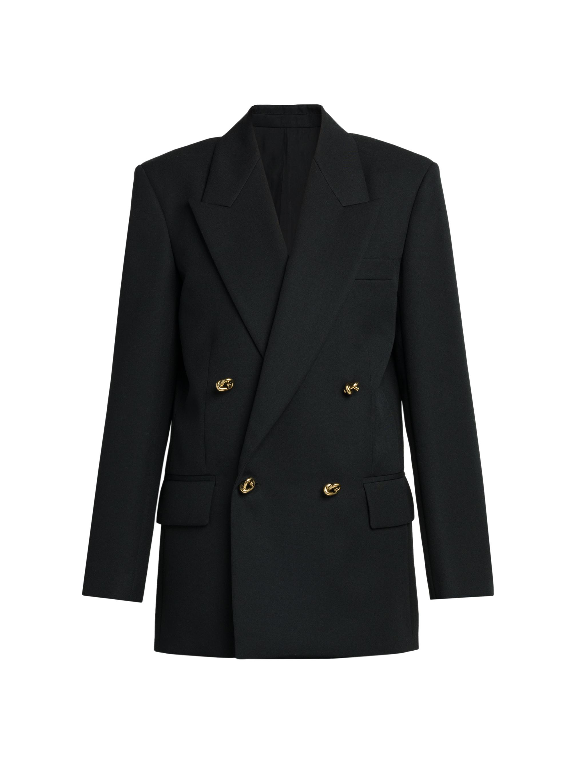 Bottega Veneta Women's Double-Breasted Wool Twill Blazer - Black