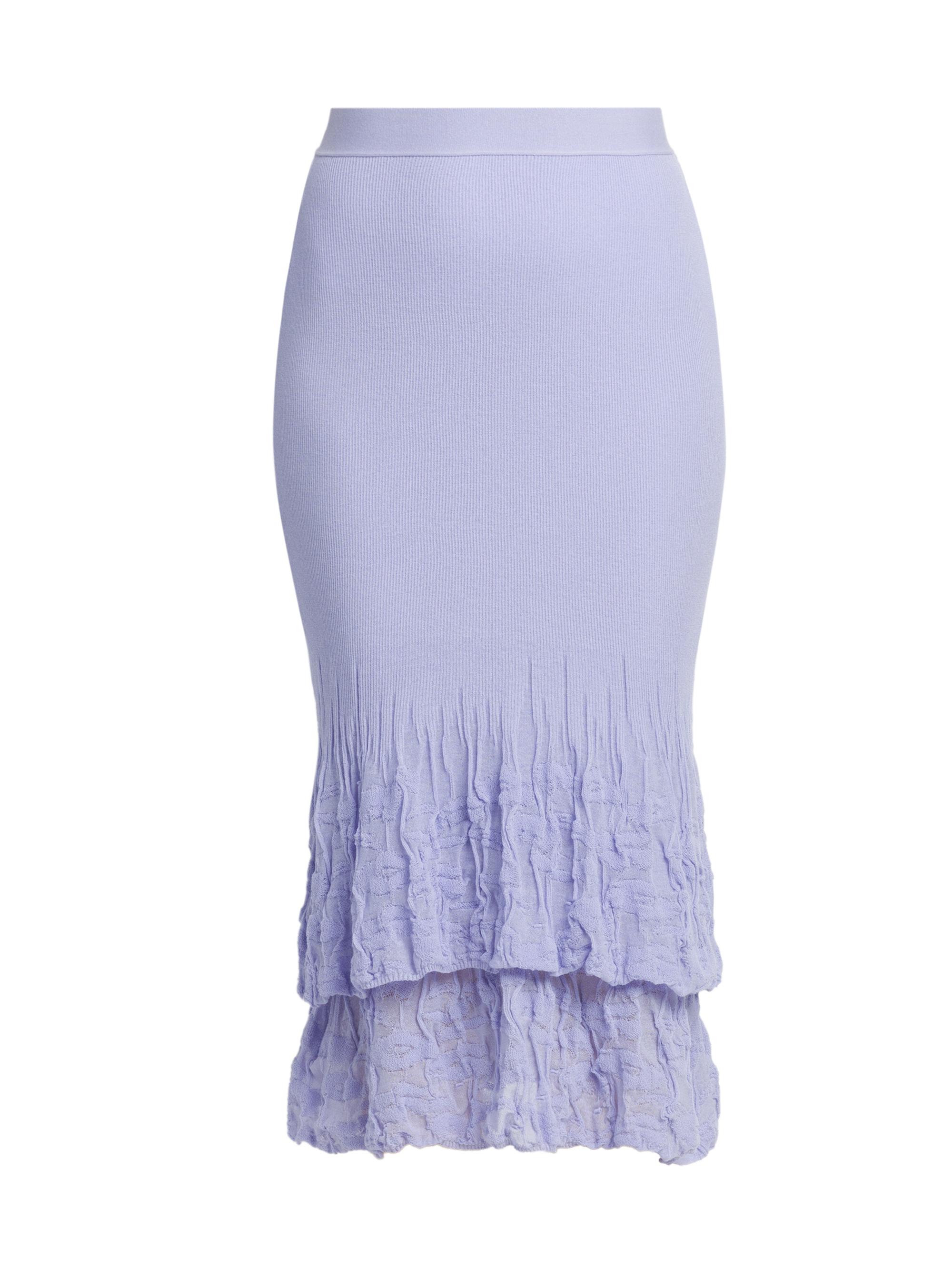 Bottega Veneta Women's Tiered Cotton-Blend Midi-Skirt - Amethyst