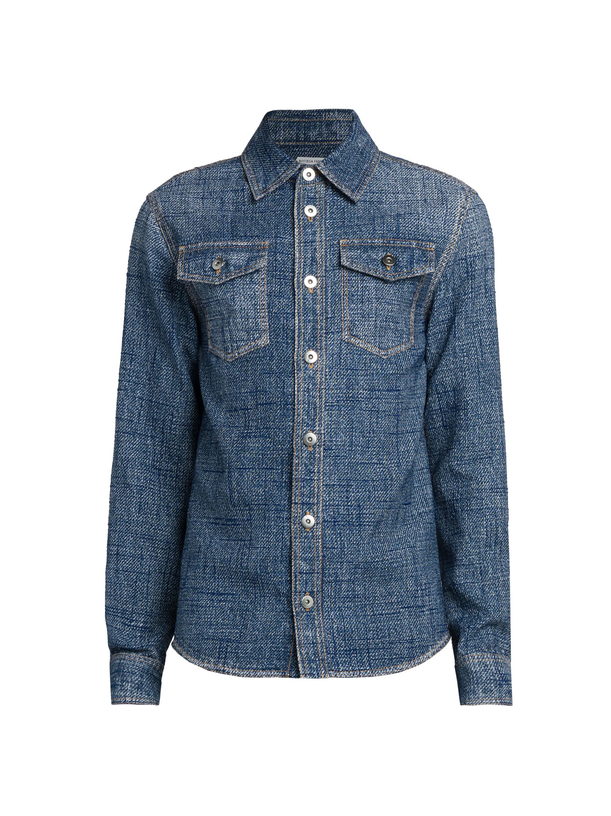 Bottega Veneta Men's Denim Print Woven Shirt - Indigo