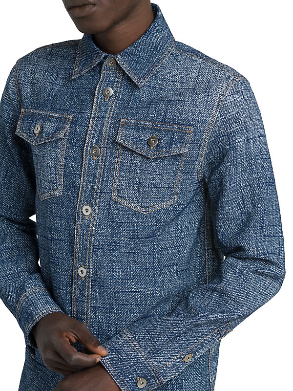 Shop Bottega Veneta Denim Print Woven Shirt | Saks Fifth Avenue Shop Bottega Veneta Denim Print Woven Shirt | Saks Fifth Avenue