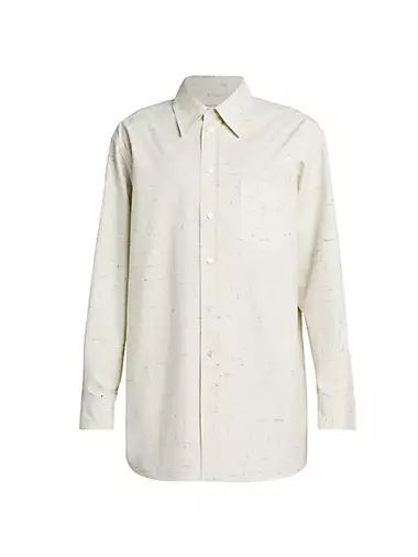 Criss Cross Cotton Button-Front Shirt