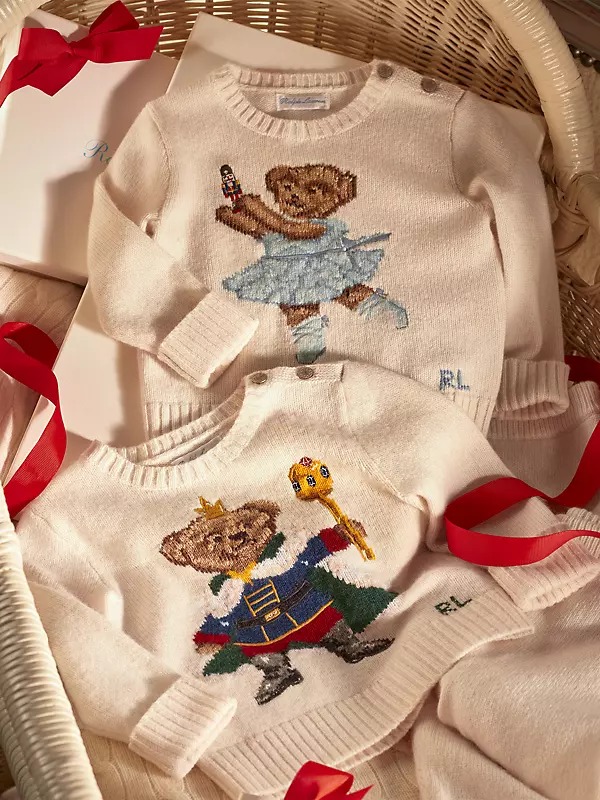 Shop Polo Ralph Lauren Baby Boy's Holiday Bear Sweater & Joggers Knit Set